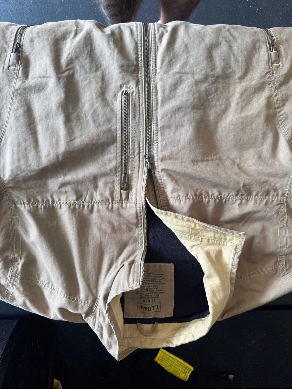 90’s L.L. Bean Men's Tan Jacket with Zip Pockets